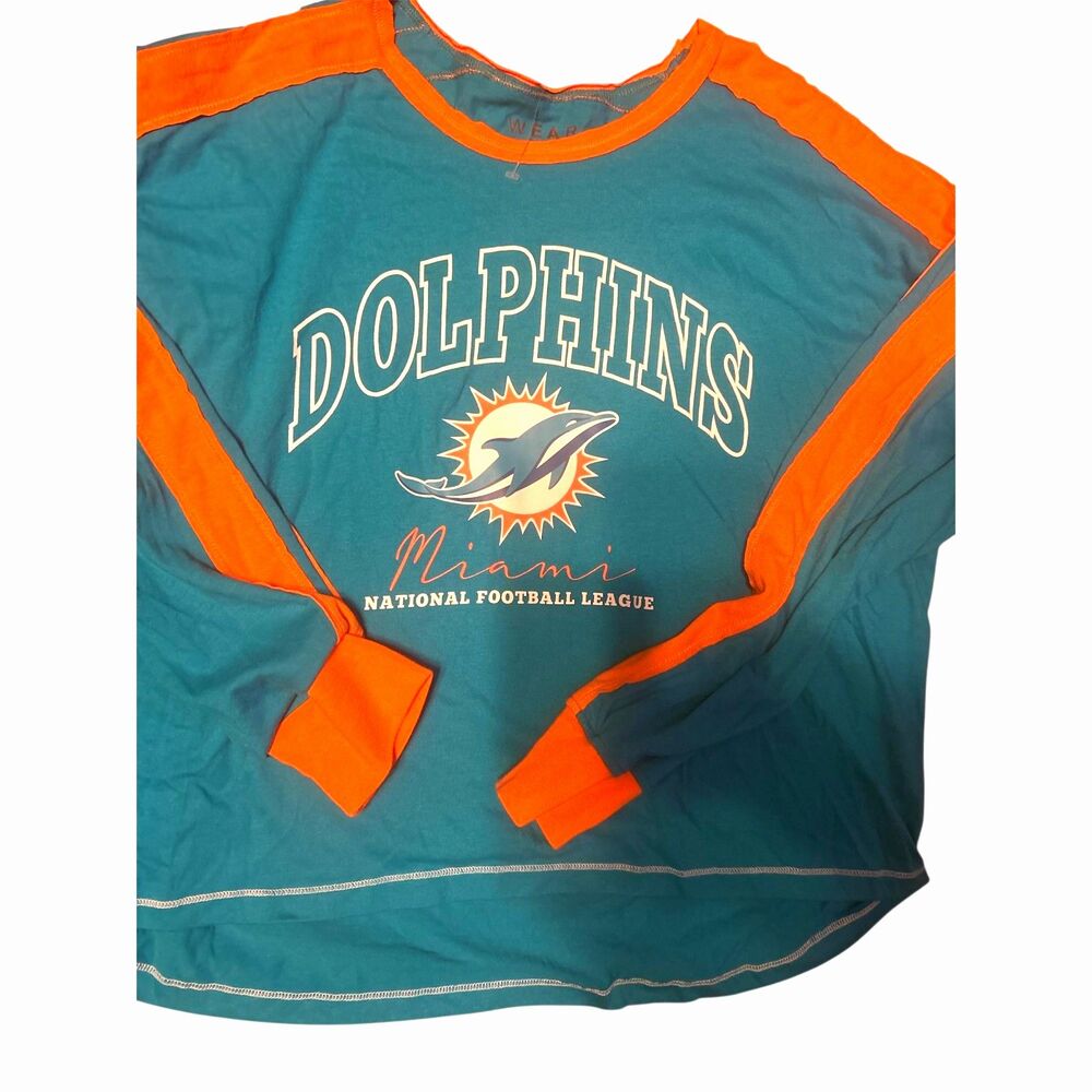 Miami Dolphins Hands High Long Sleeve T-Shirt XXL Aqua/Orange NFL  Tee